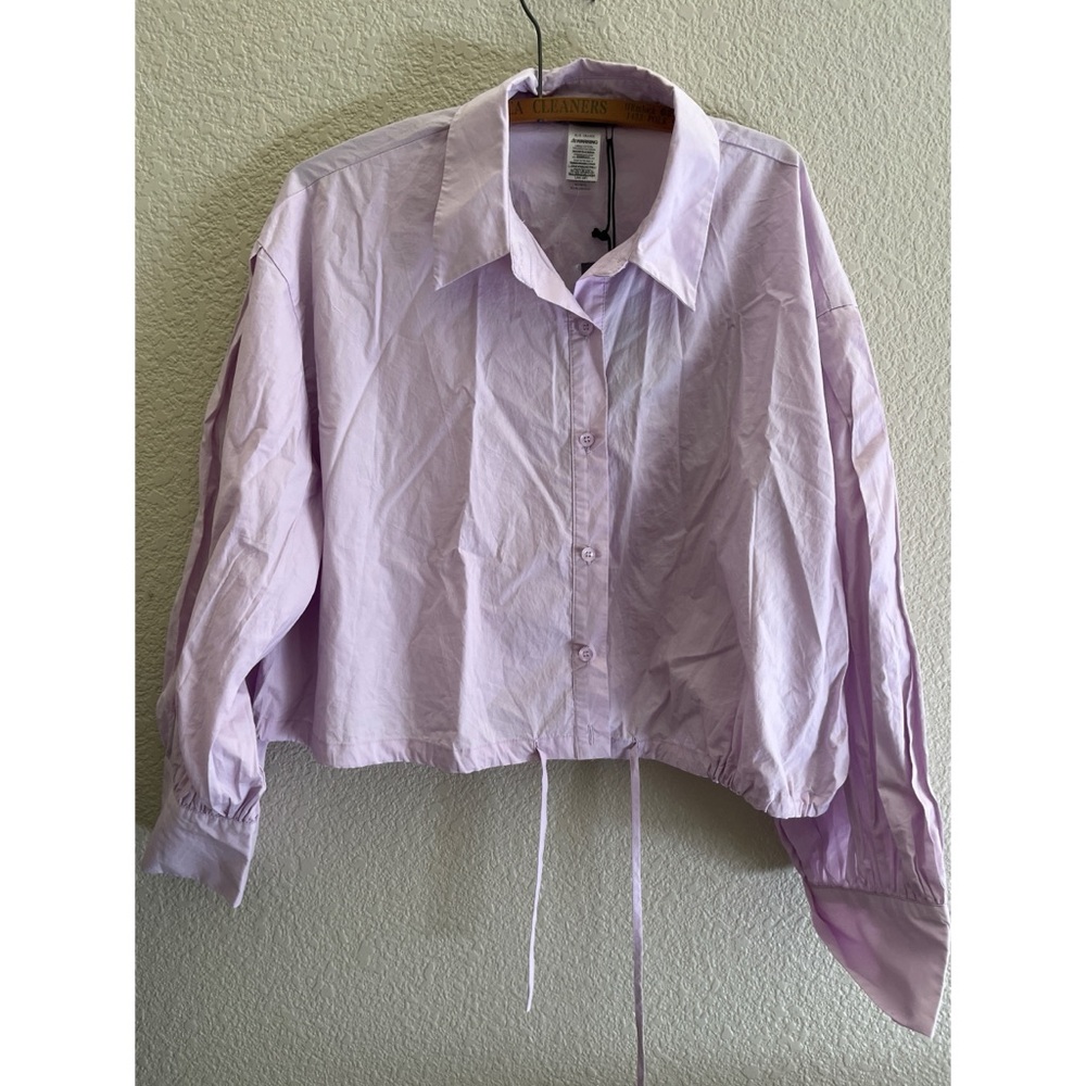 NWT Sans Souci Lavender Cropped Button Down Women’s Size XL